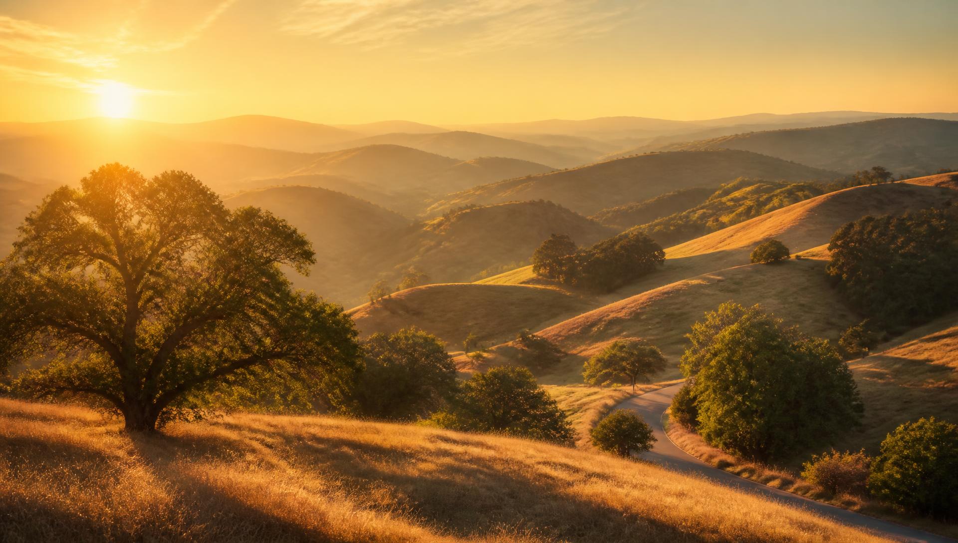 Rolling Napa Valley hills at golden hour
